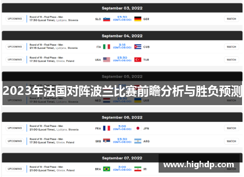 2023年法国对阵波兰比赛前瞻分析与胜负预测