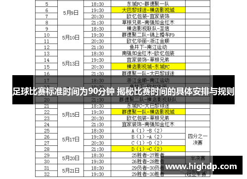 足球比赛标准时间为90分钟 揭秘比赛时间的具体安排与规则